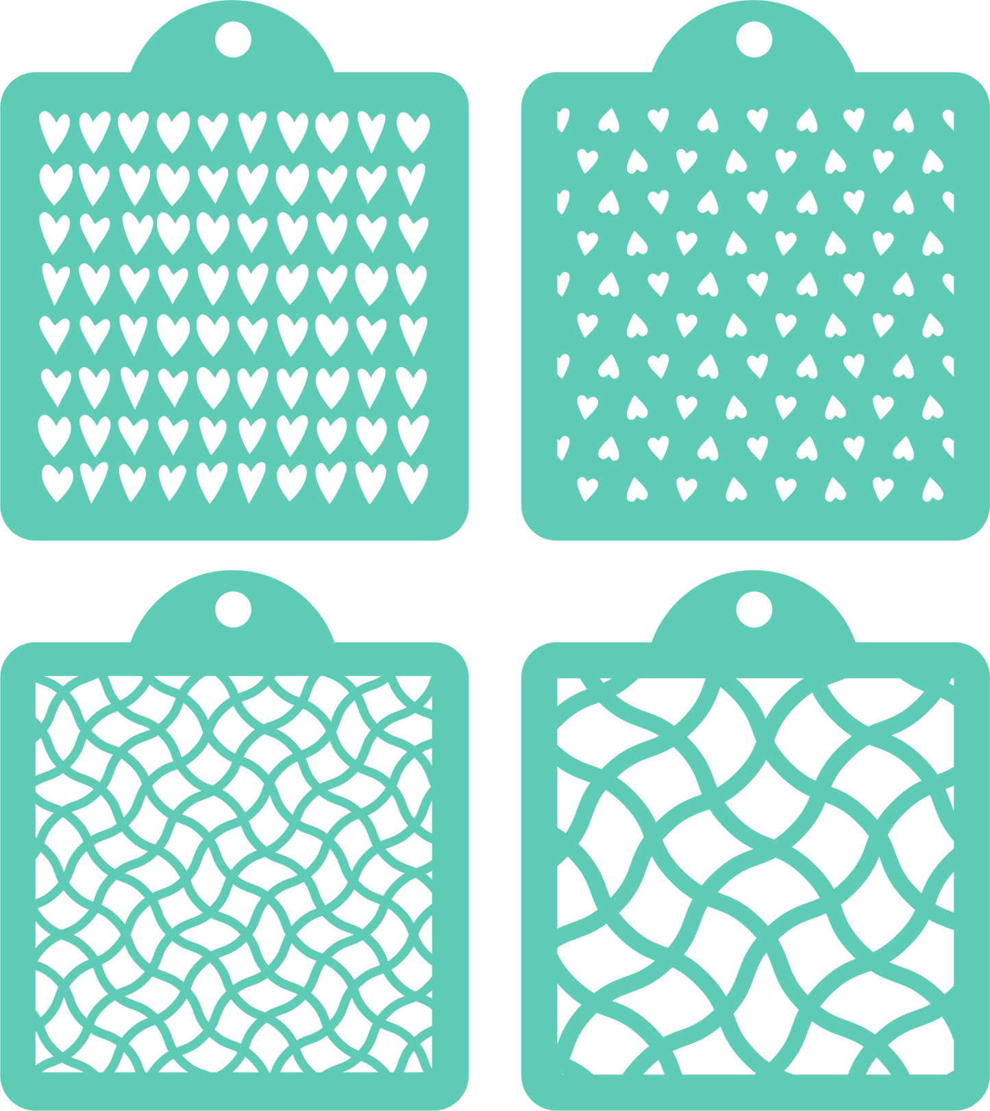 Stencil Set - Hearts & Mosaic