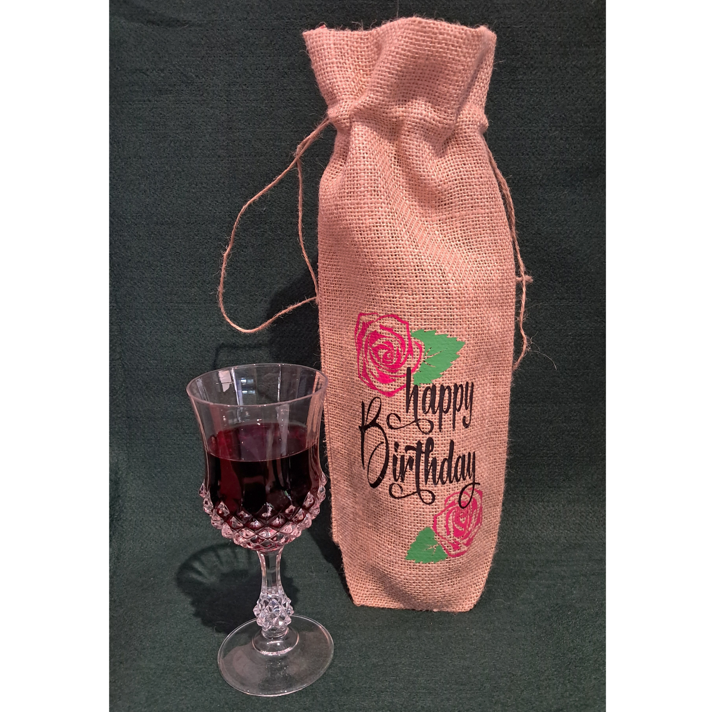 Wine bag - Happy Birthday, Roses