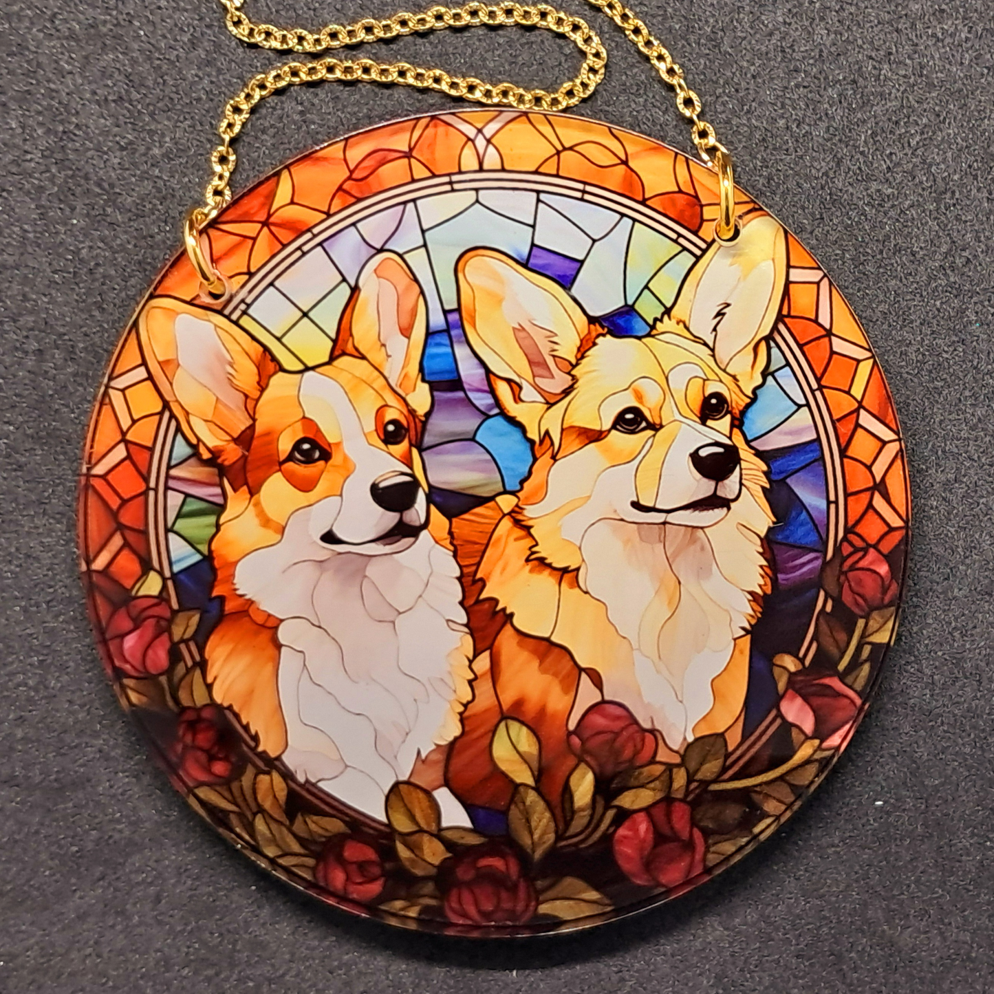 Stained glass hanging - Corgi