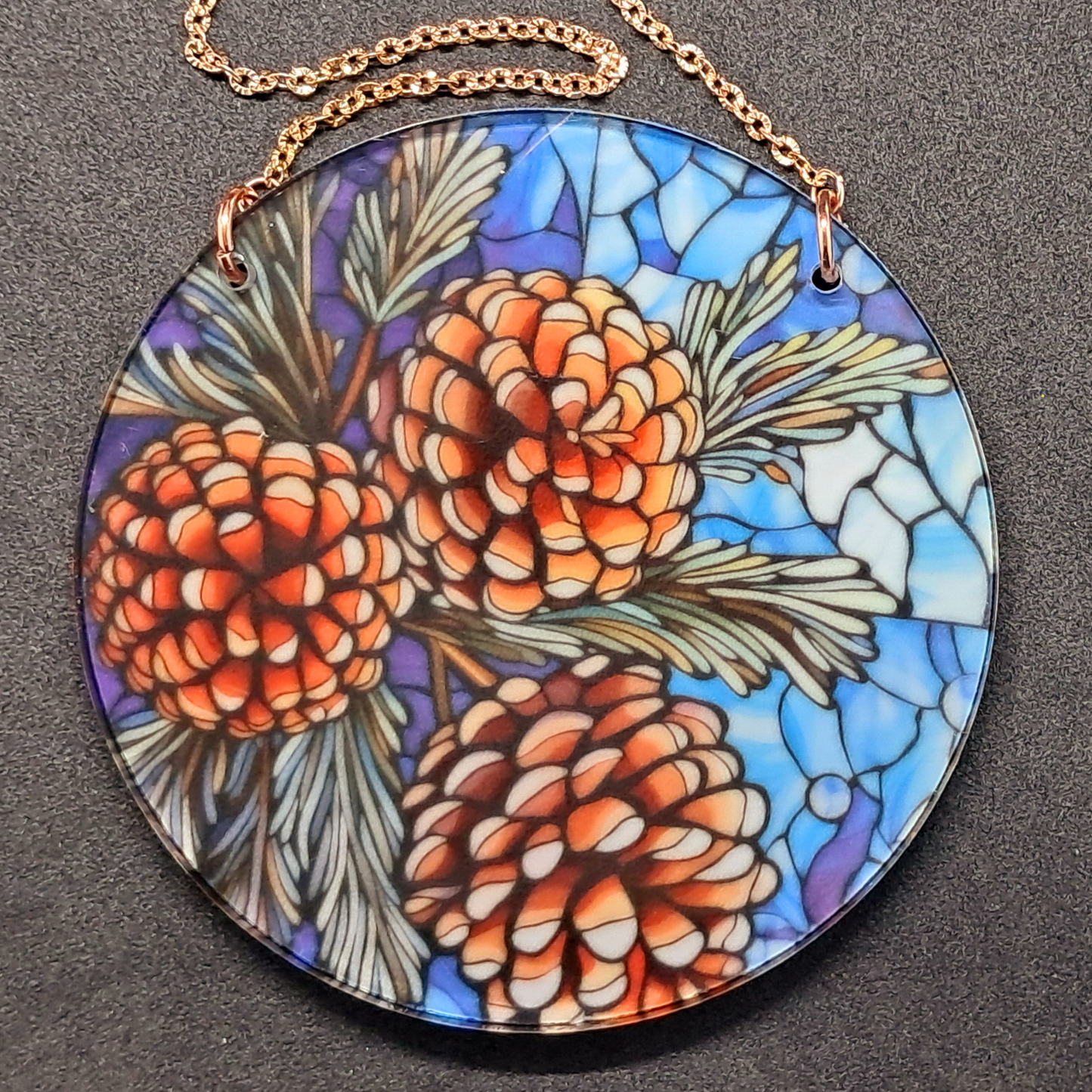 Stained glass hanging - Pine cones