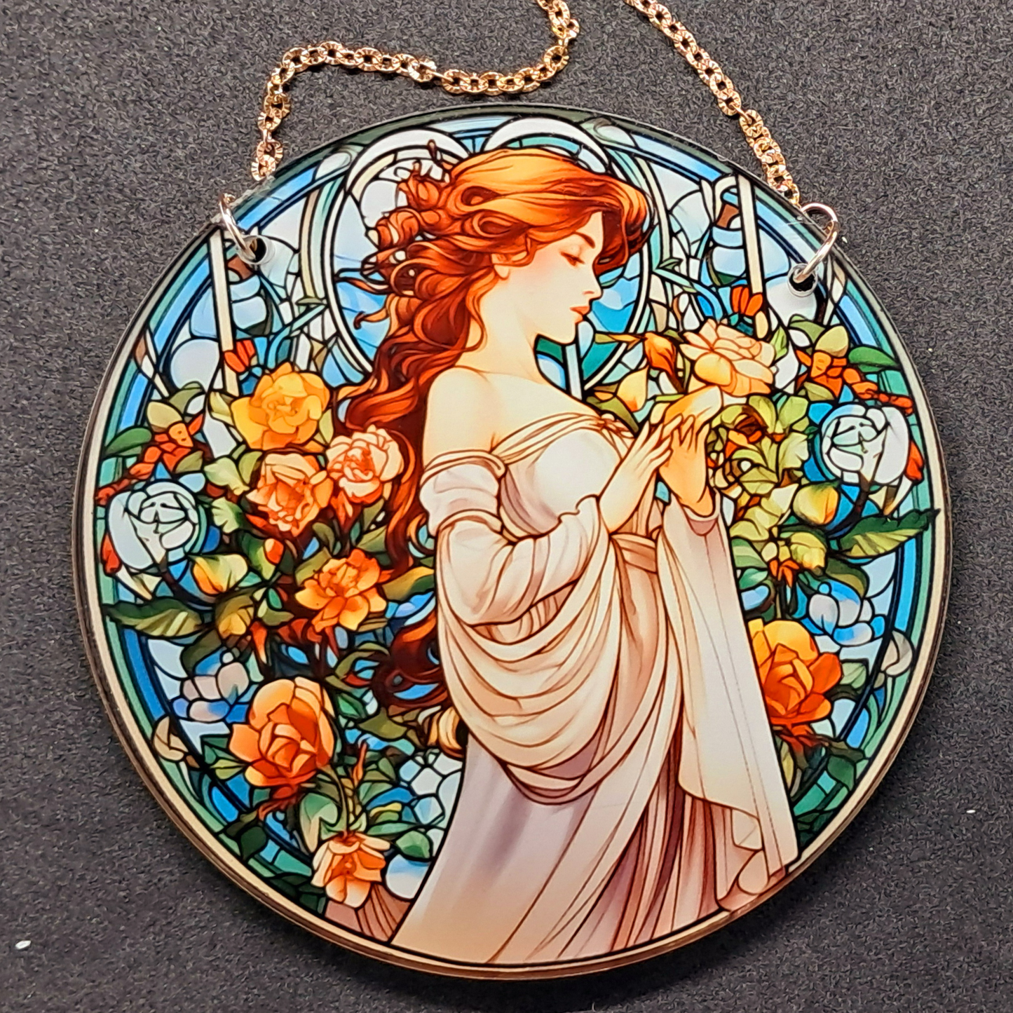 Stained glass hanging - Elegance in roses