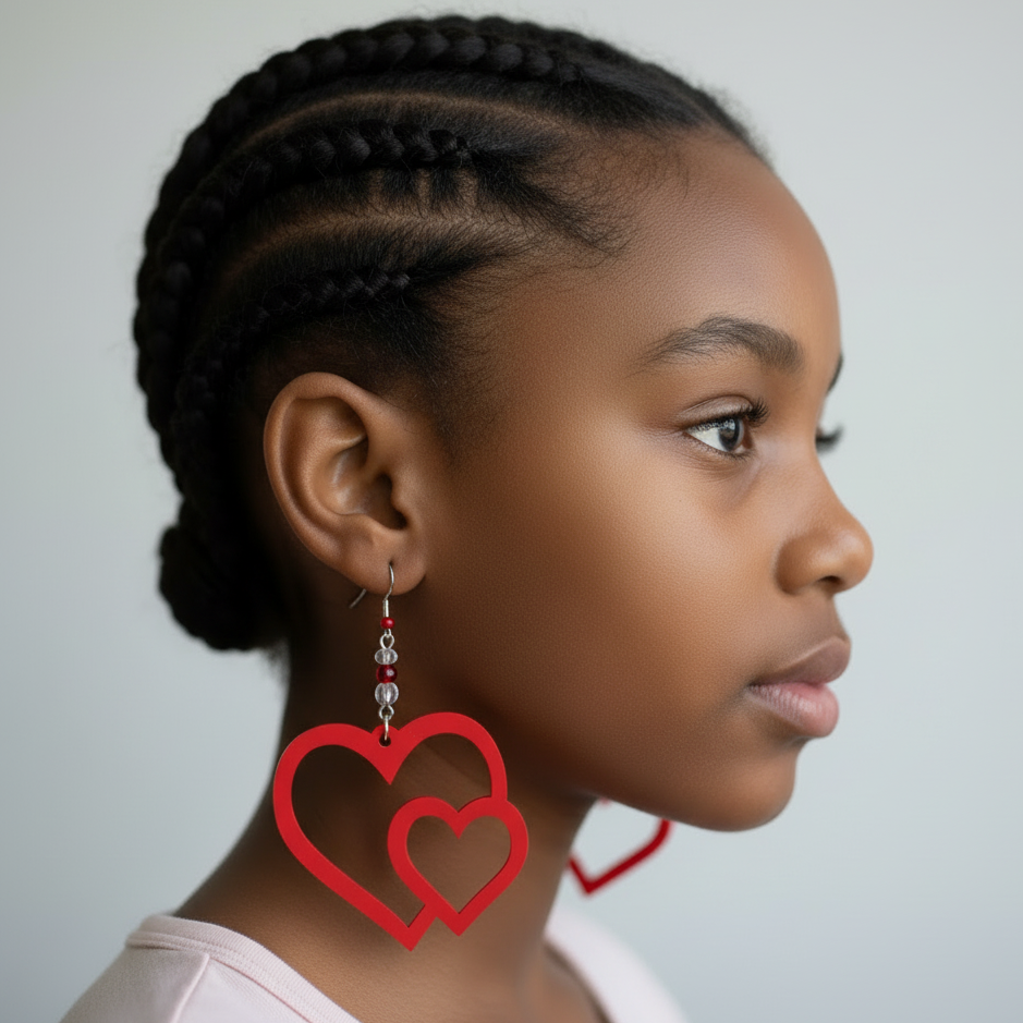 Earrings - Double Love (red)