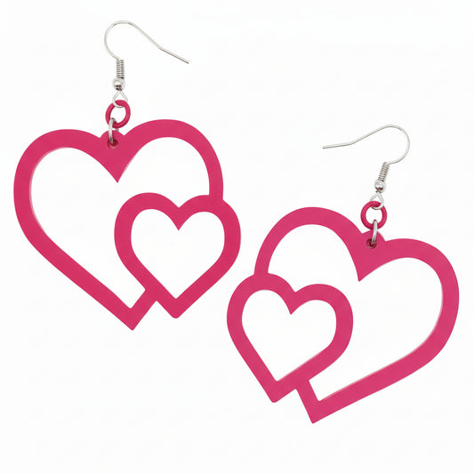 Earrings - Double Love (pink)