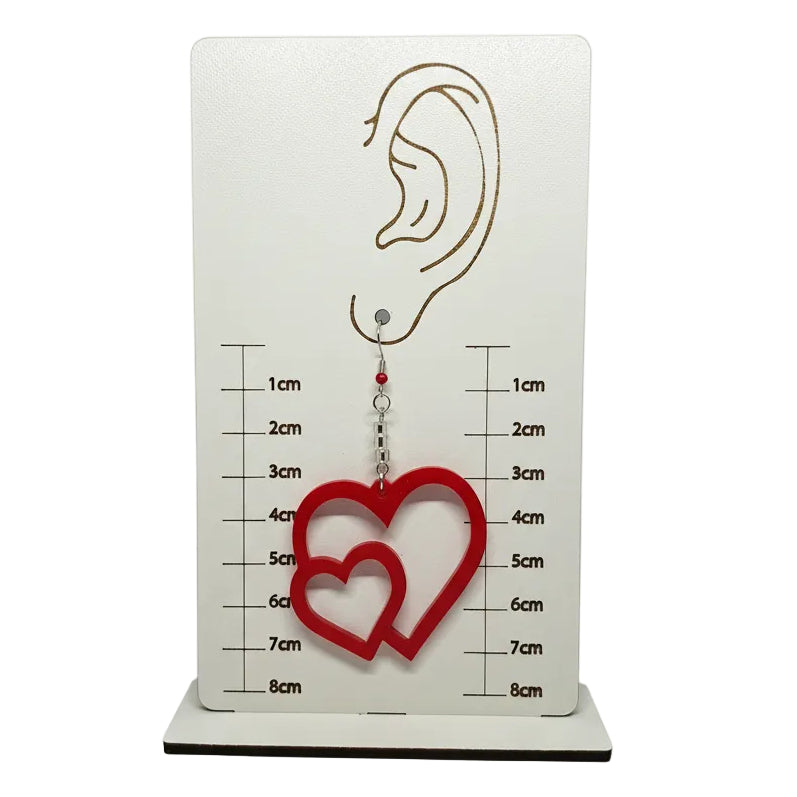 Earrings - Double Love (red)
