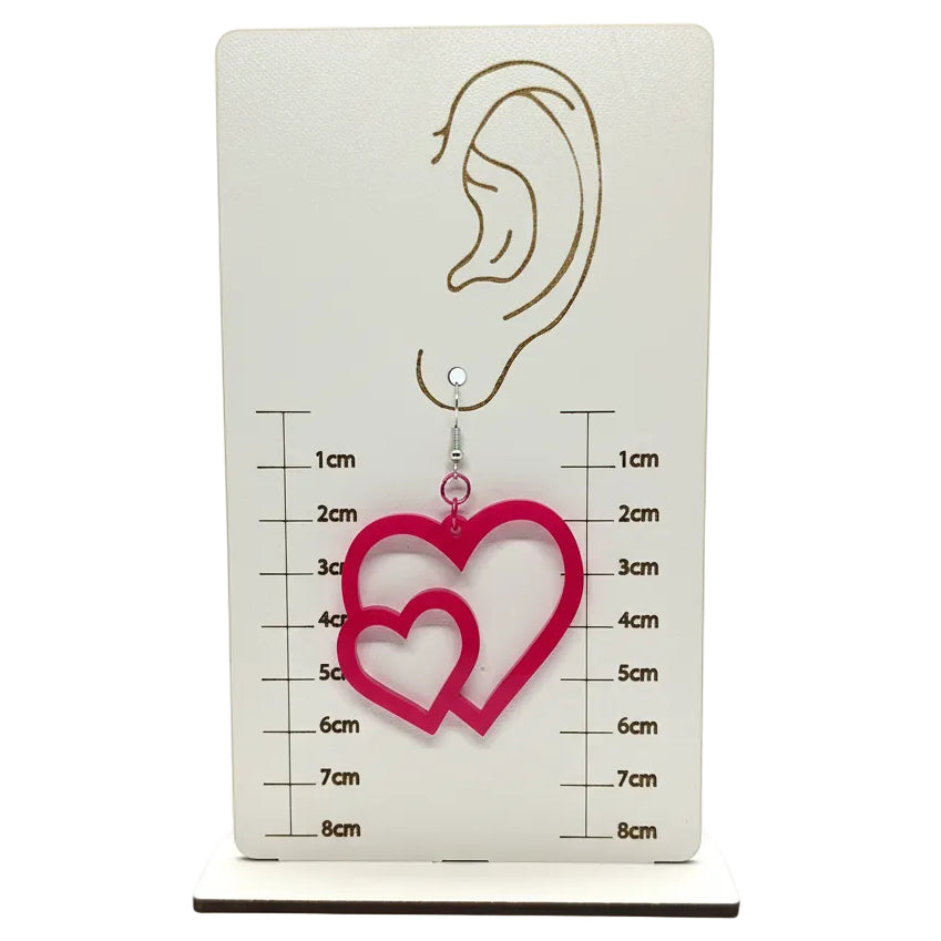 Earrings - Double Love (pink)