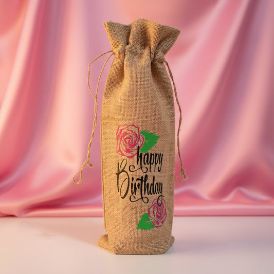 Wine bag - Happy Birthday, Roses