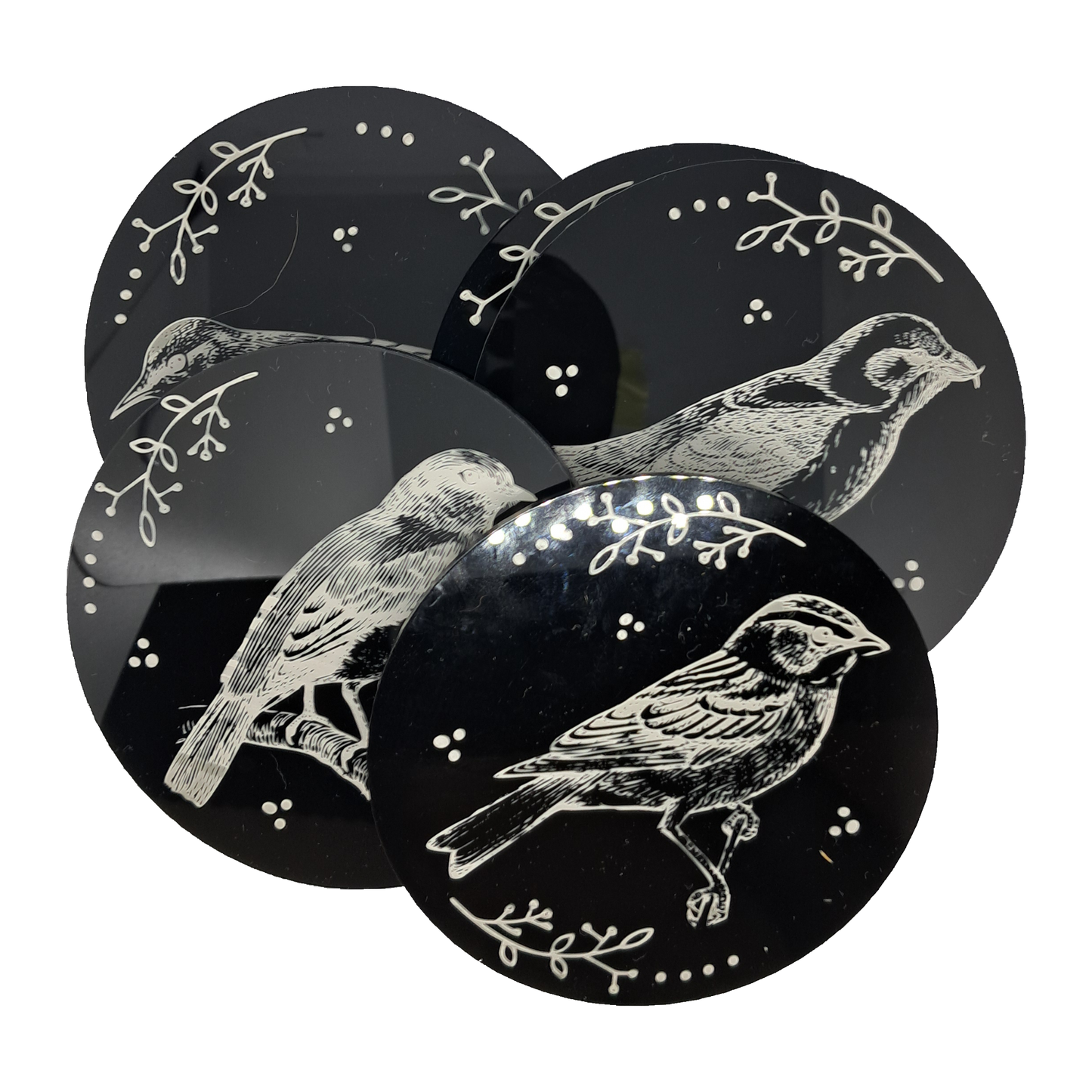 Coasters - Birds engraved