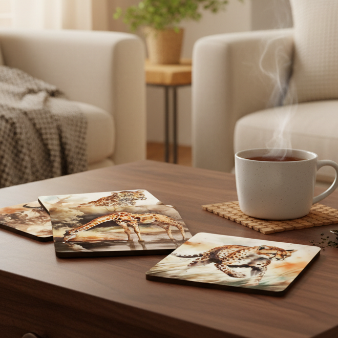 Coaster Set - African animals watercolour