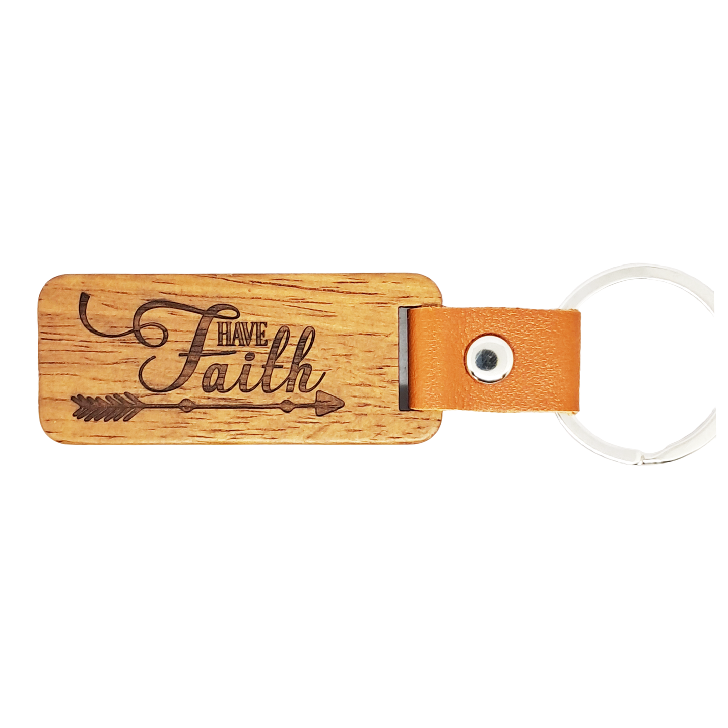 Wood & leatherette keyring