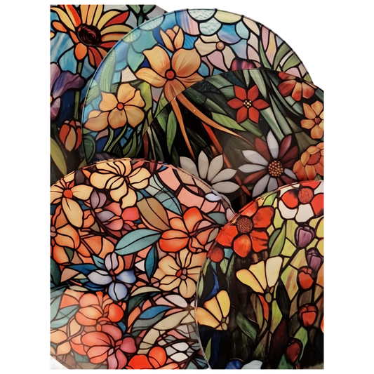 Coaster Set - Stained glass flowers