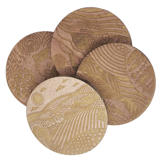 Coaster Set - Engraved landscapes