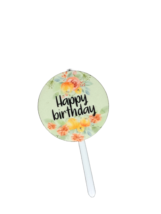 Cupcake Topper - Orange Florals