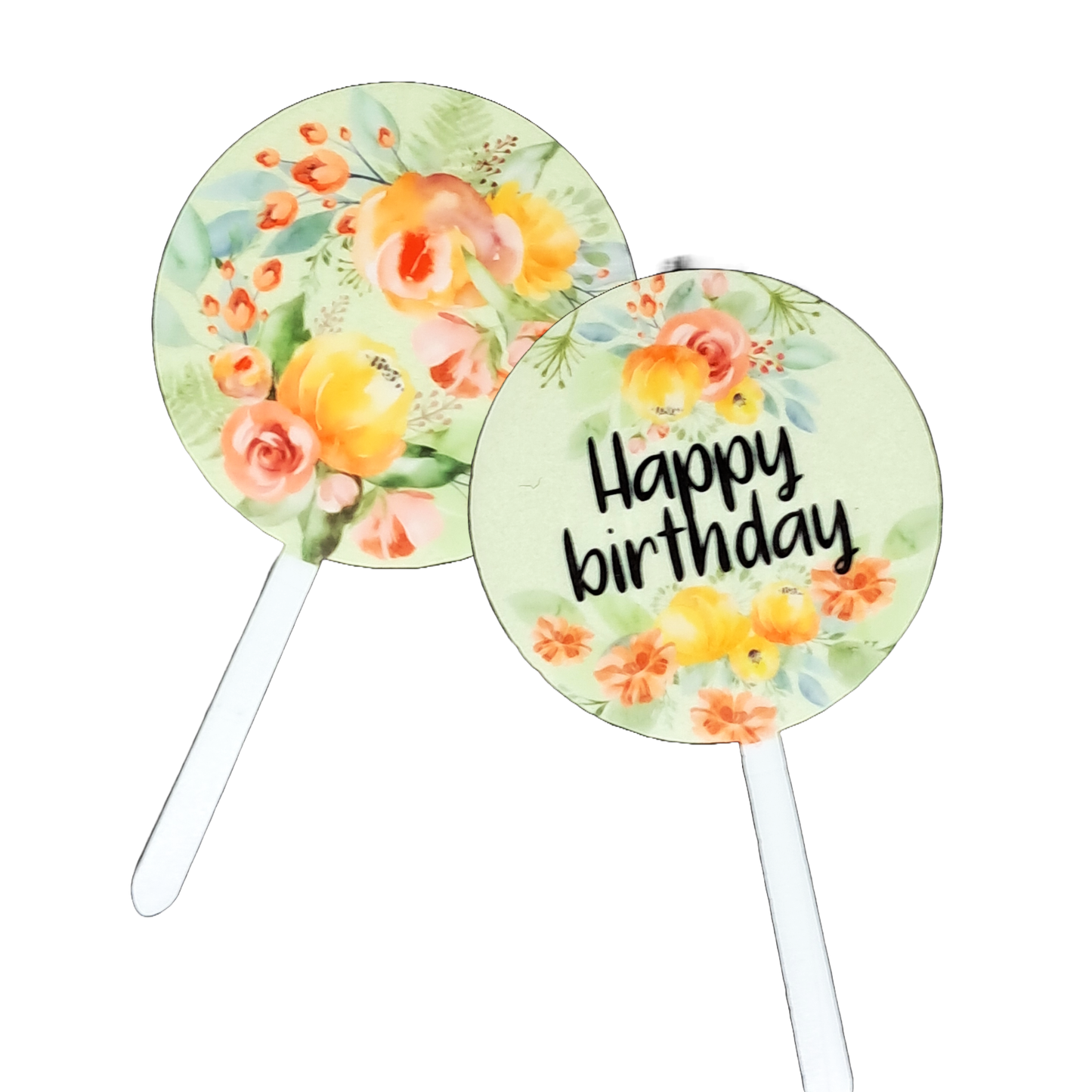 Cupcake Topper - Orange Florals