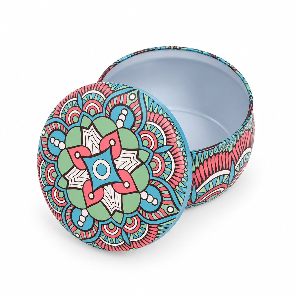 Tin - Decorated Round - 6cm Diameter x 5cm Deep
