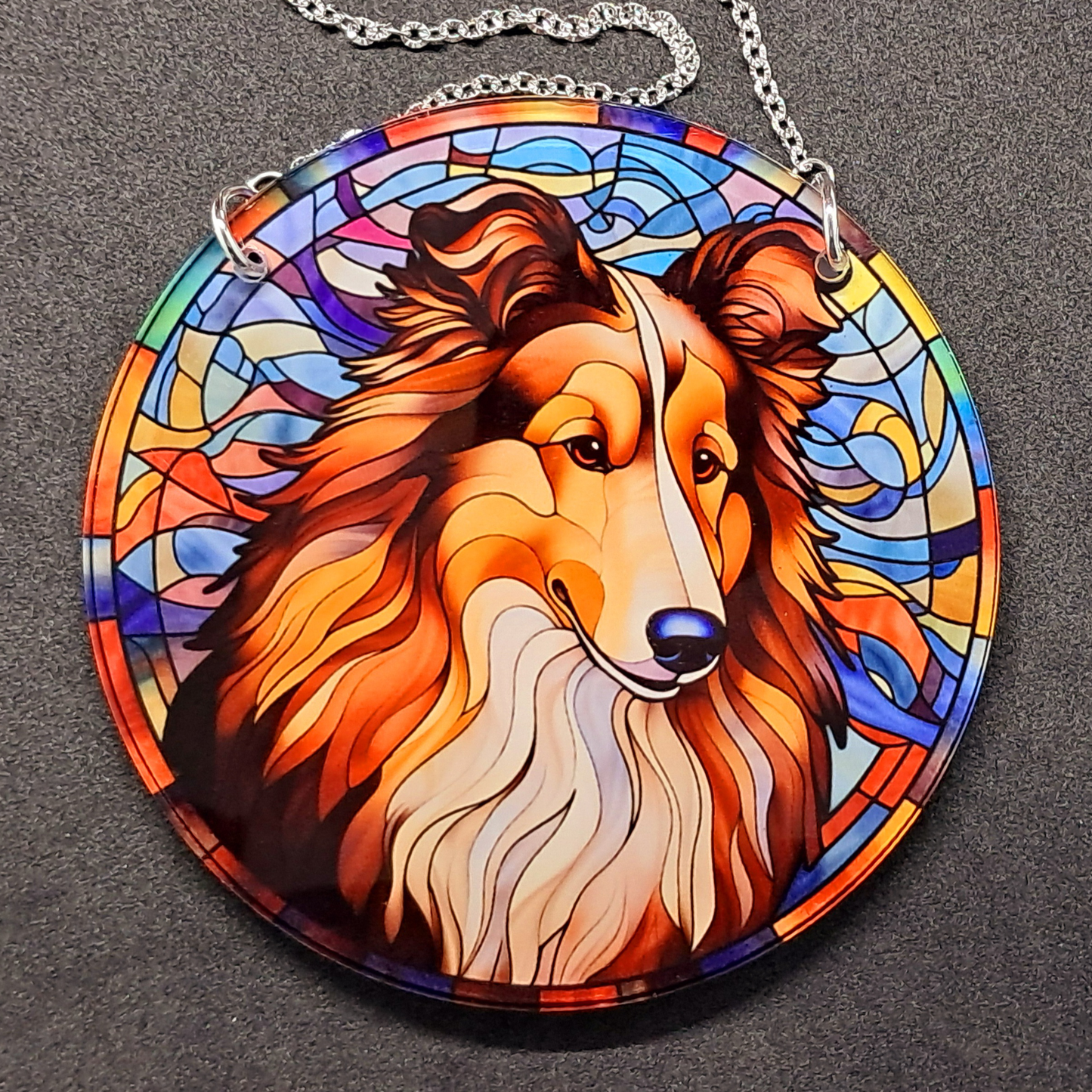 Stained glass hanging - Collie