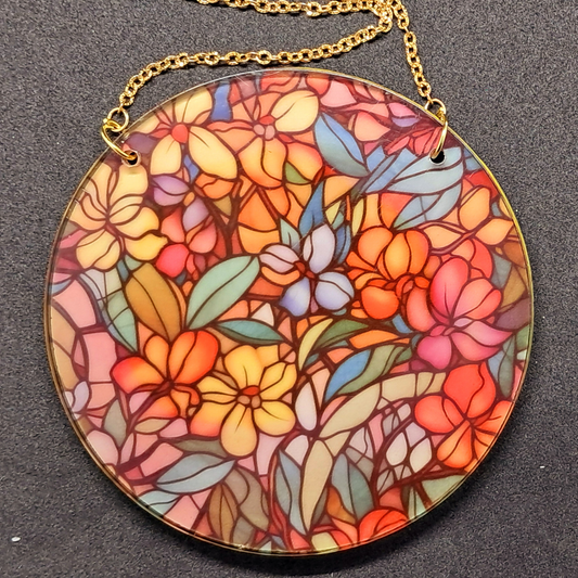 Stained glass hanging - Garden flowers