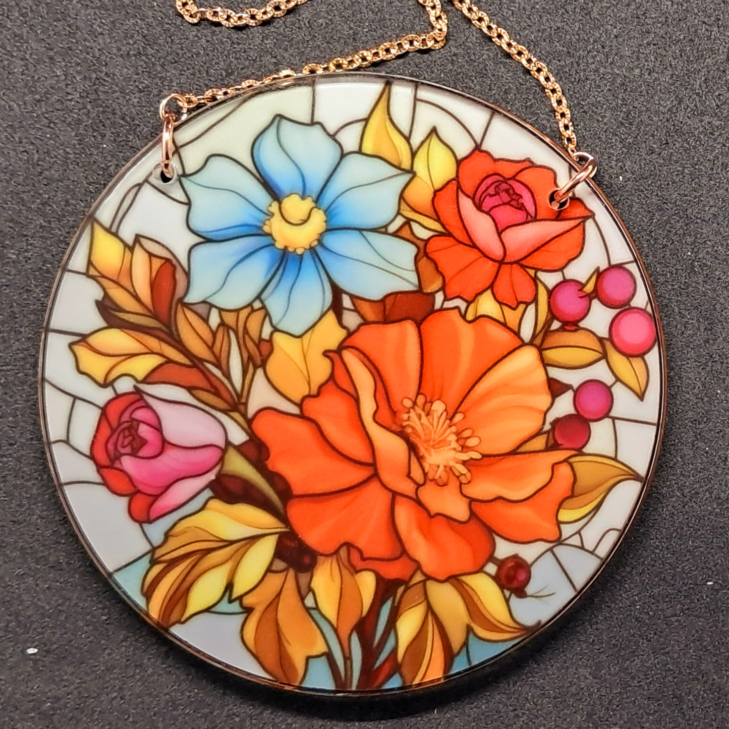Stained glass hanging - Roses