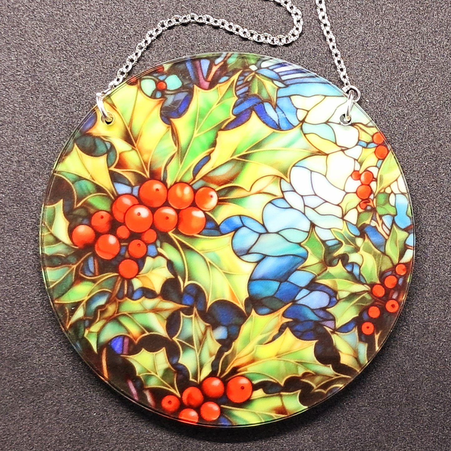 Stained glass hanging - Holly