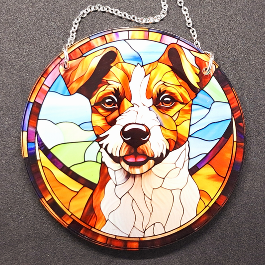 Stained glass hanging - Jack Russell