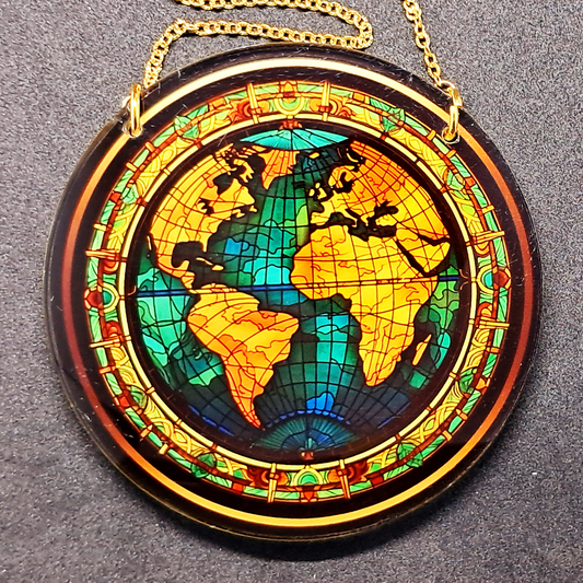 Stained glass hanging - Olde world map