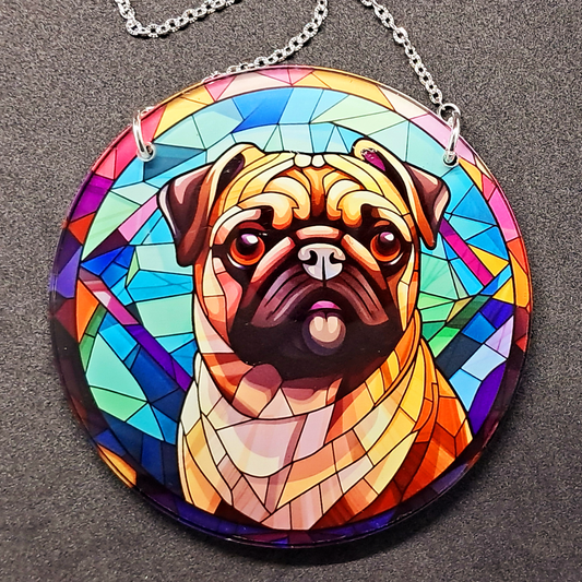 Stained glass hanging - Pug
