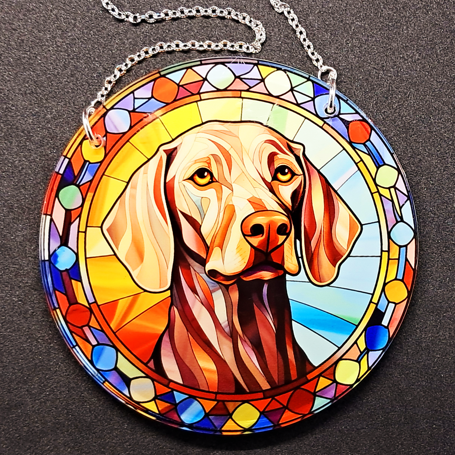 Stained glass hanging - Weimaraner