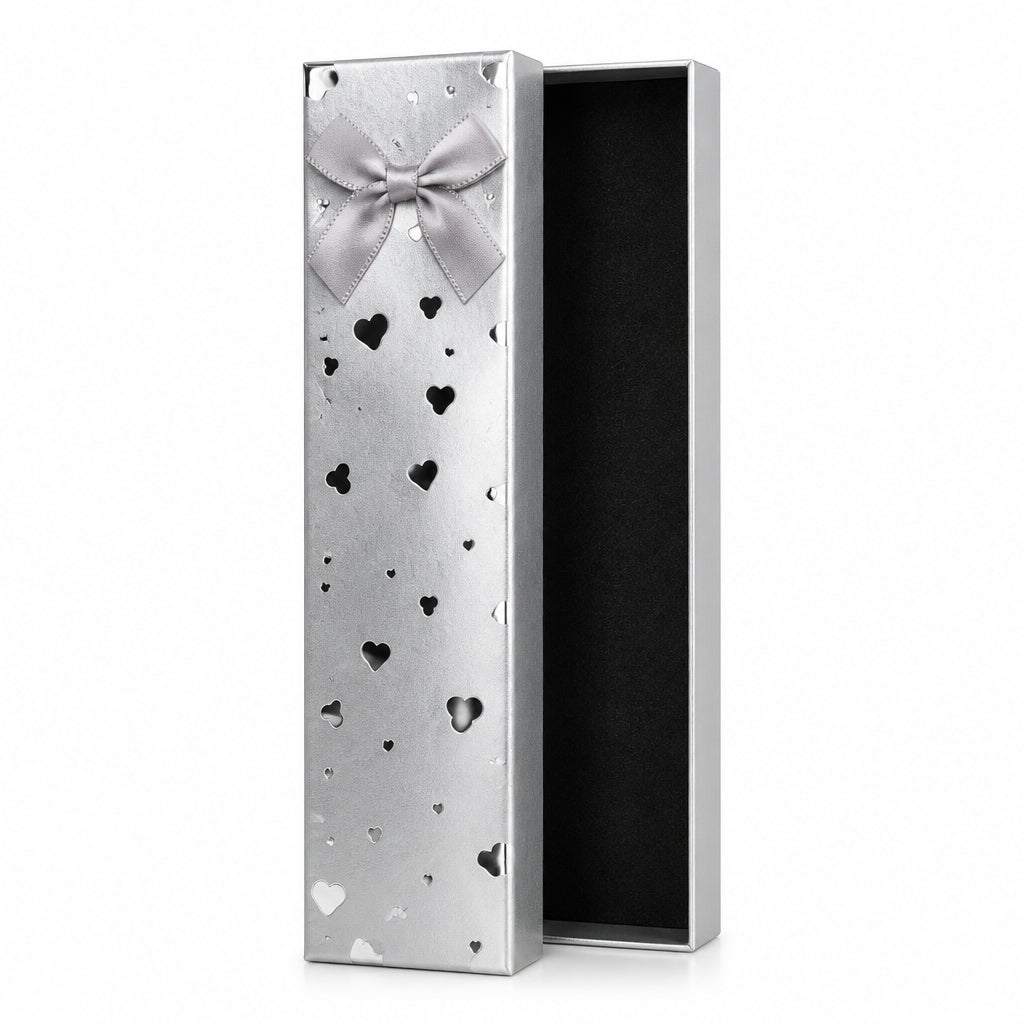 Gift Box - Necklace/Pen - Silver Hearts